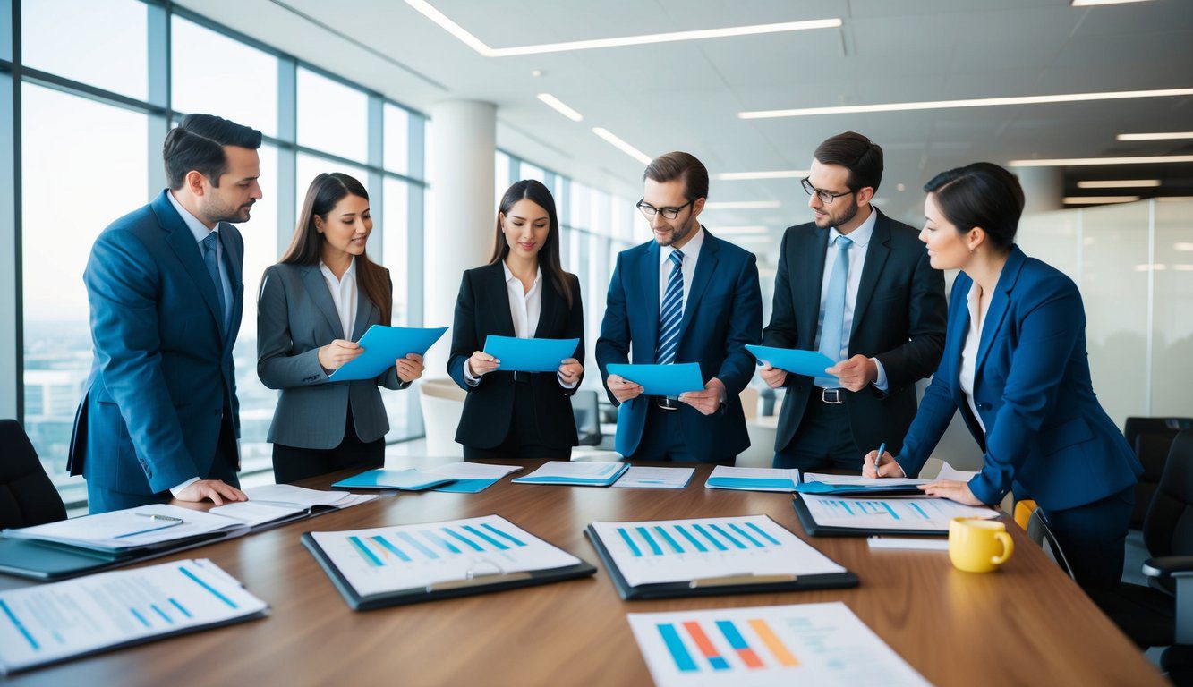 Società in Nome Collettivo (SNC): Cos'è, Come Funziona, Costituzione, Costi e Tasse (2026) 7 Un gruppo di contabili che discute di bilanci e stati patrimoniali in un ambiente d'ufficio moderno