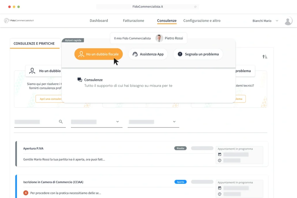 Miglior Commercialista a Rivoli Per Partita IVA, Ditta individuale, SRL, SRLS e Startup 8 Dashboard FidoCommercialista