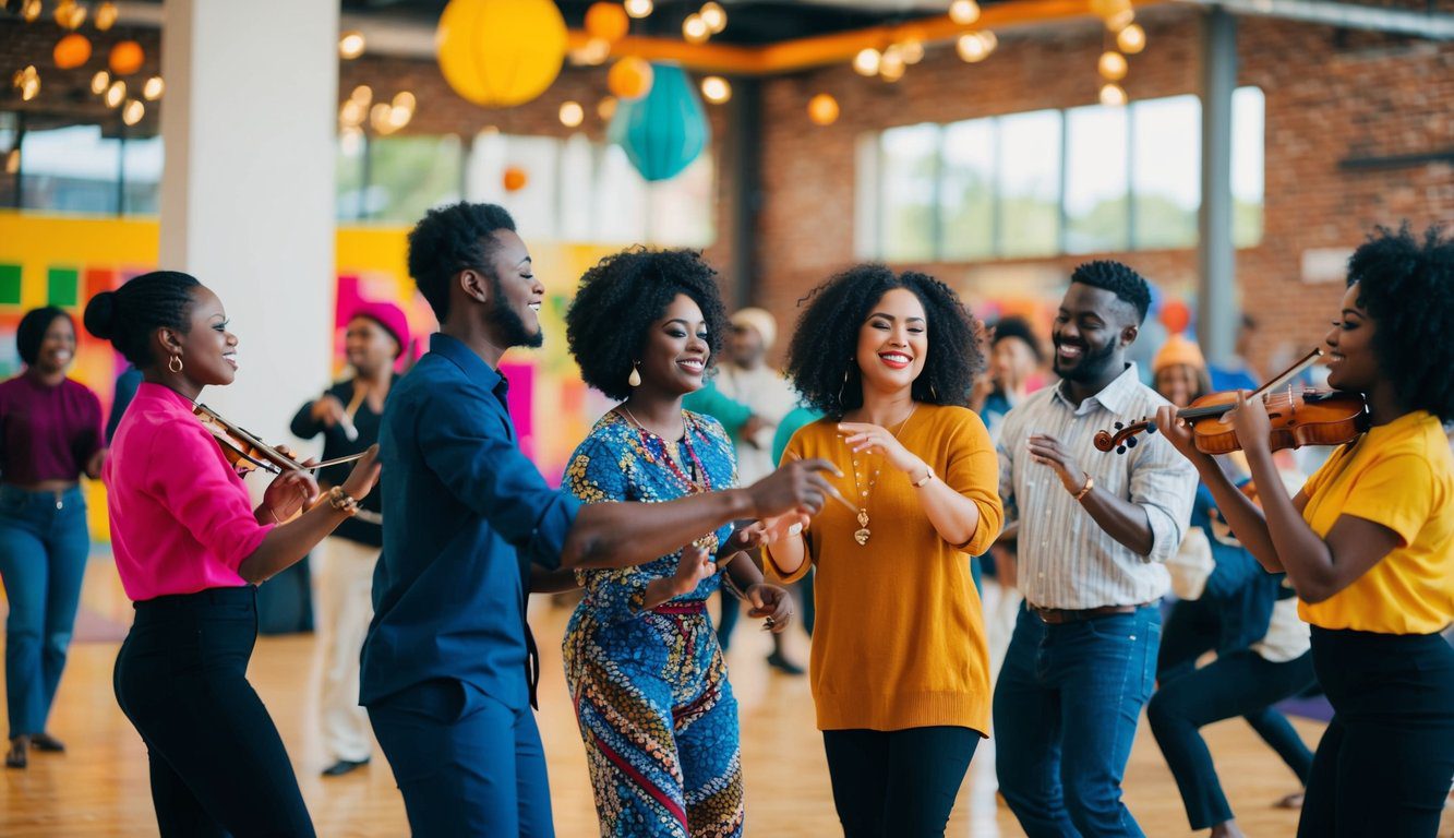 Tipologie di Associazioni: Quali sono, Quante Sono, Quale Scegliere e Come Aprirle (2026) 7 Un gruppo di persone impegnate in attività culturali, come musica, danza e arte, all'interno di un contesto comunitario vivace e diversificato.